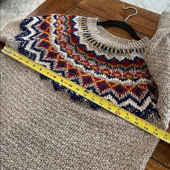 J Jill Fair Isle Southwest Nordic Knit Chunky Cozy brown pullover sweater size M - Picture 9 of 12